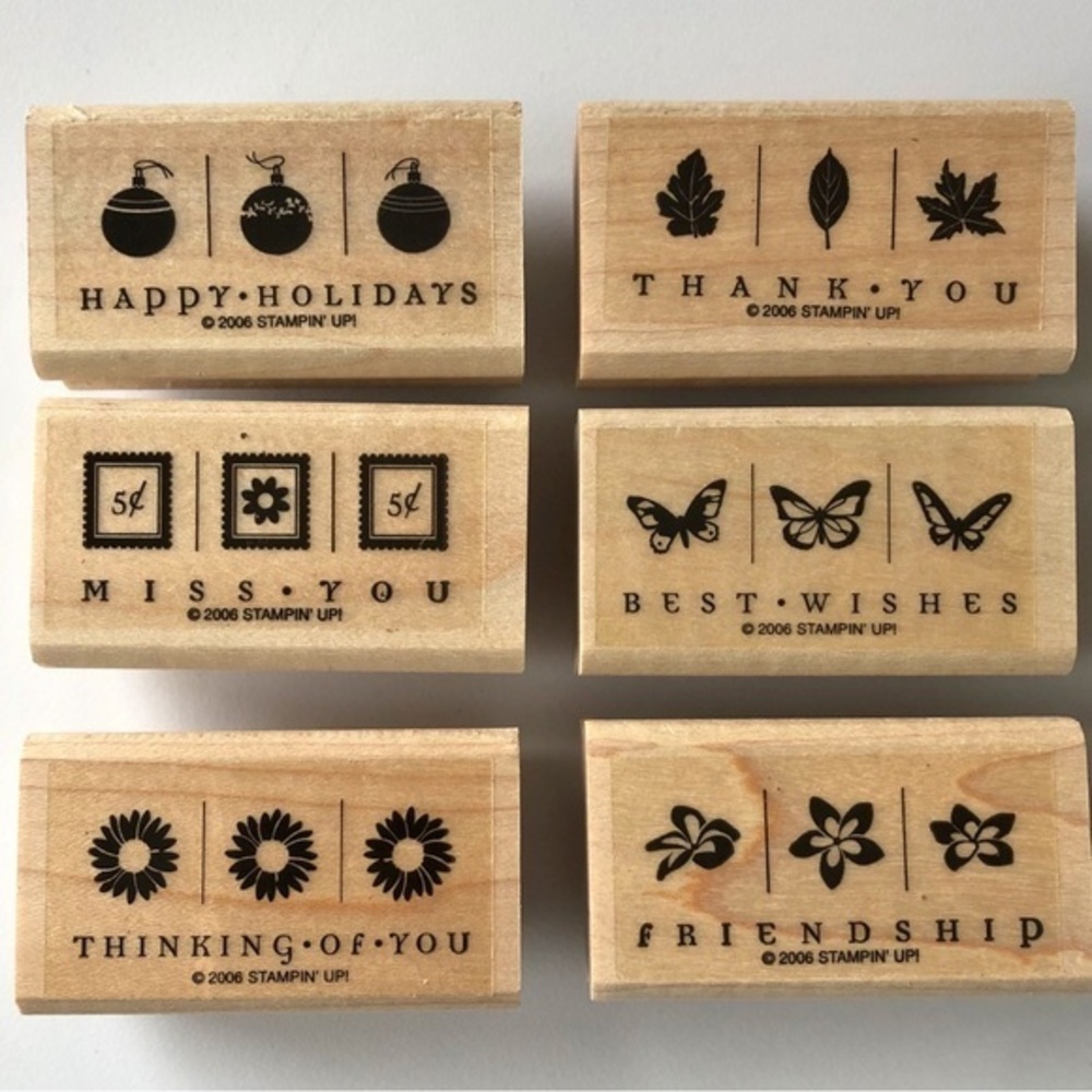 Stampin’ Up! Take Three / 6-Piece 2.25” Wood Mounted Rubber Stamps